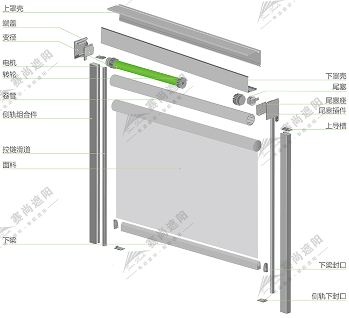 室外電動卷簾產(chǎn)品結構圖